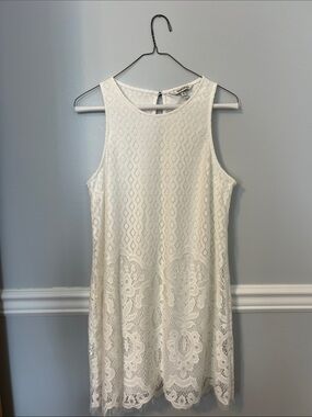 Speechless Boho White Floral Lace Overlay Dress